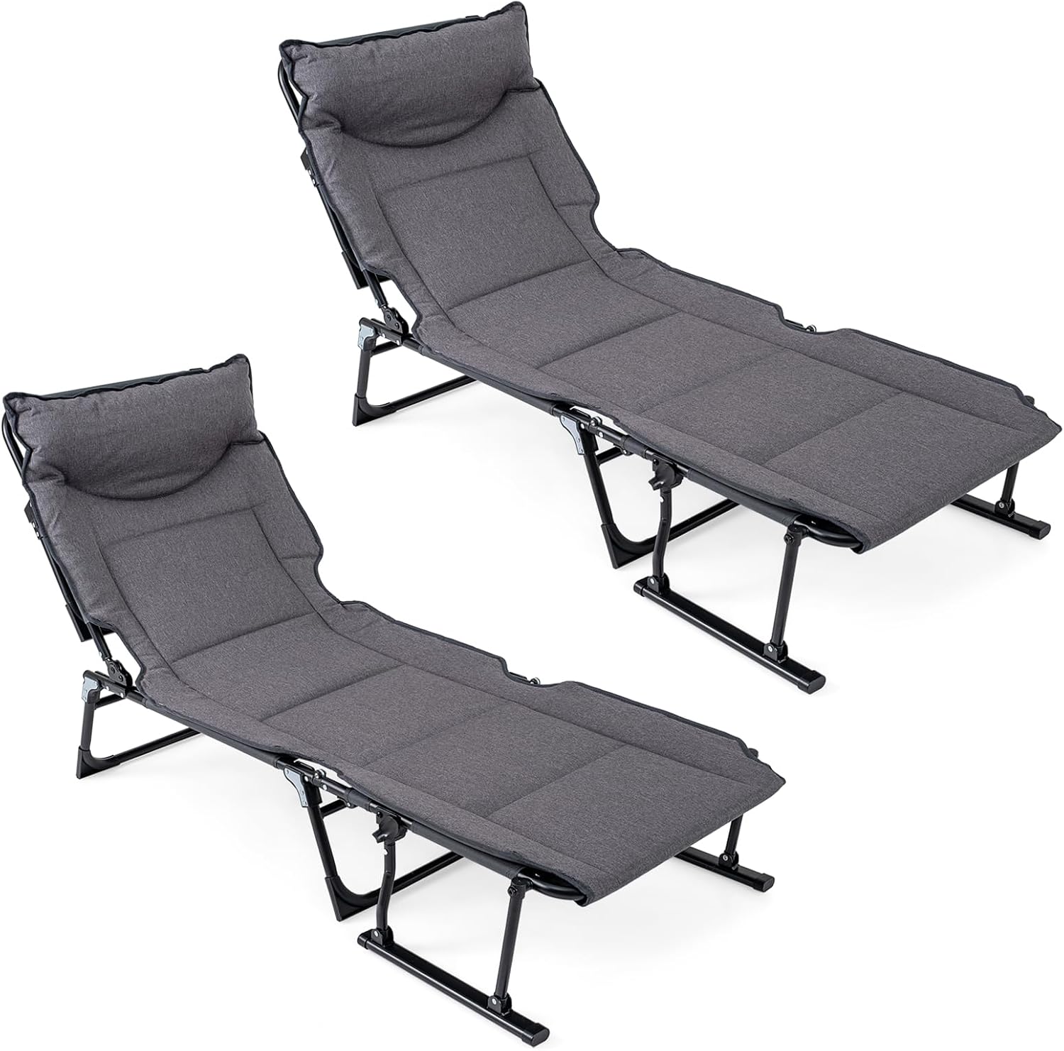 Camping Cot Foldable - Ensemble de 2 chaises longues pliantes
