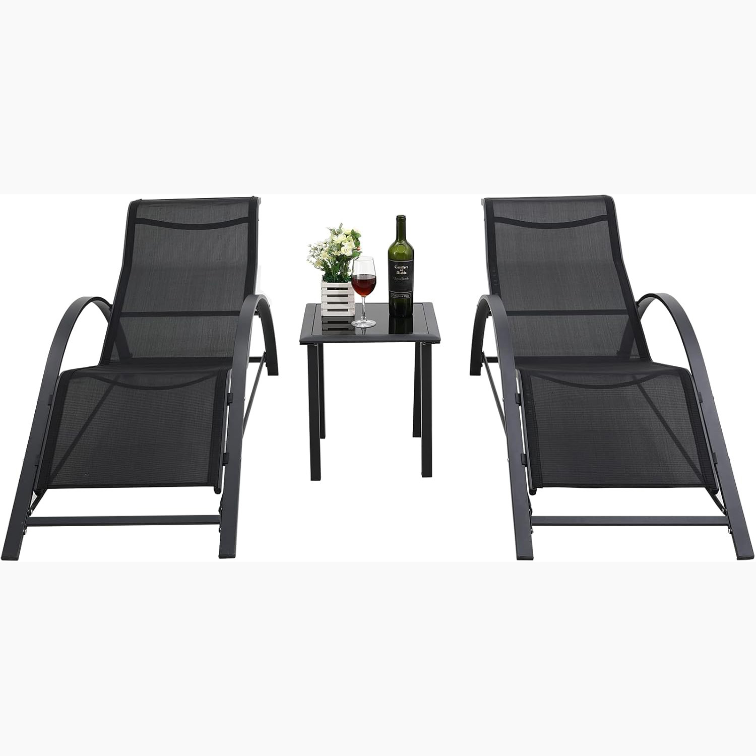 Deck Chair Lounger - Ensemble de 3 chaises longues de