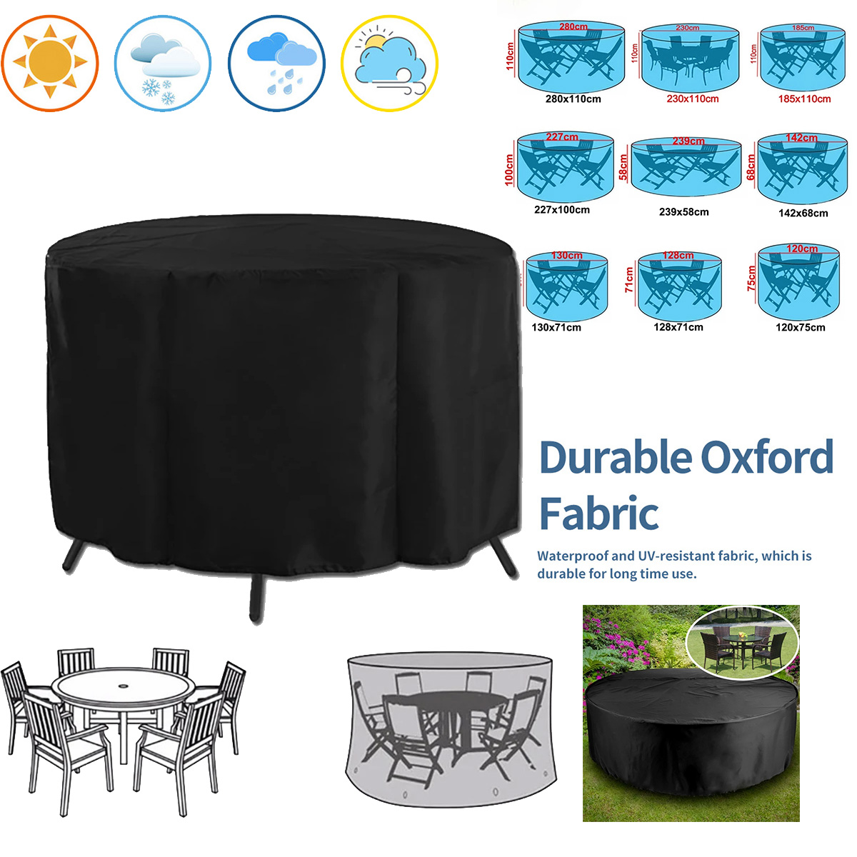 Outdoor Furniture Sunbrella - Housse de protection ronde pour meubles
