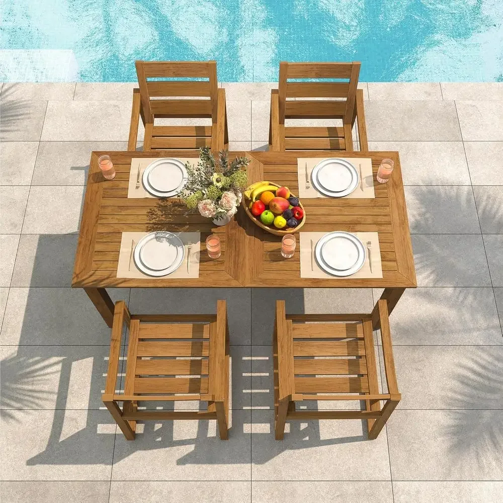 Outdoor Furniture Oil Teak - Ensemble de salle à manger d'extérieur