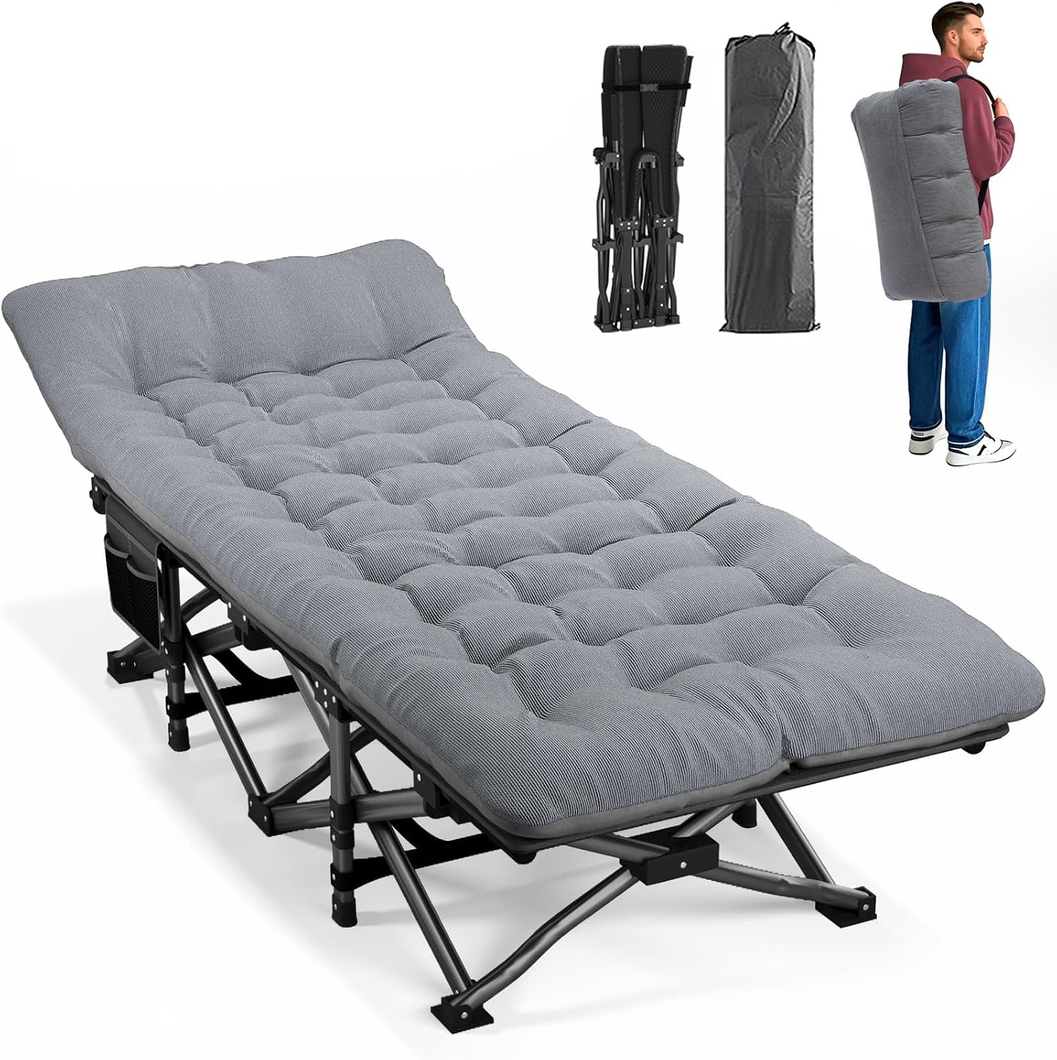 Camping Cot Foldable - Lit de camping pour adultes avec