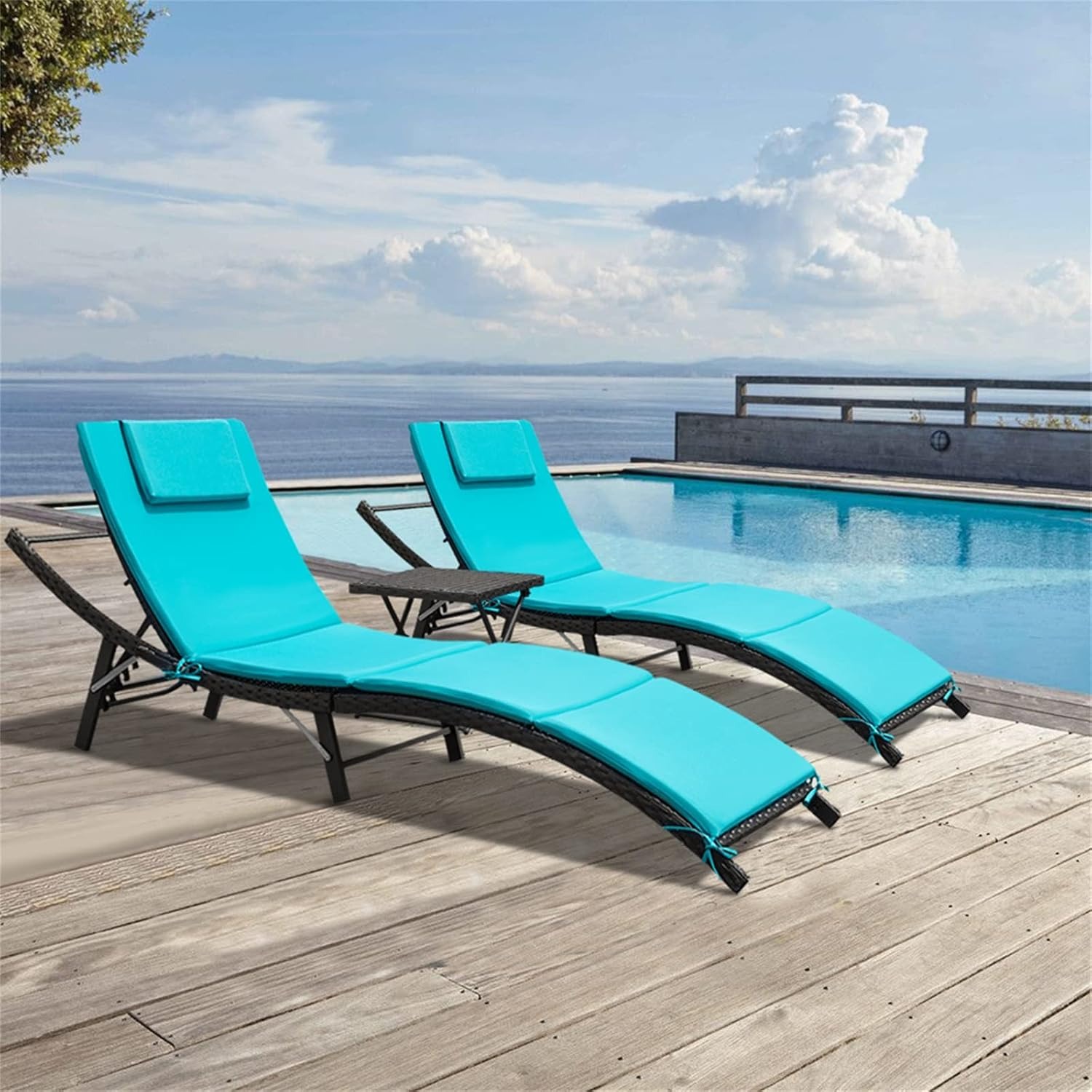 Outdoor Furniture Deals - Ensemble de 3 chaises longues réglables