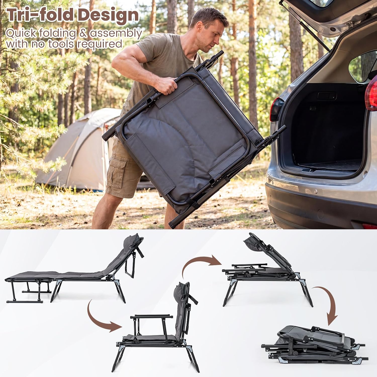 Ensemble de 2 chaises longues  - Camping Cot Foldable avis et prix